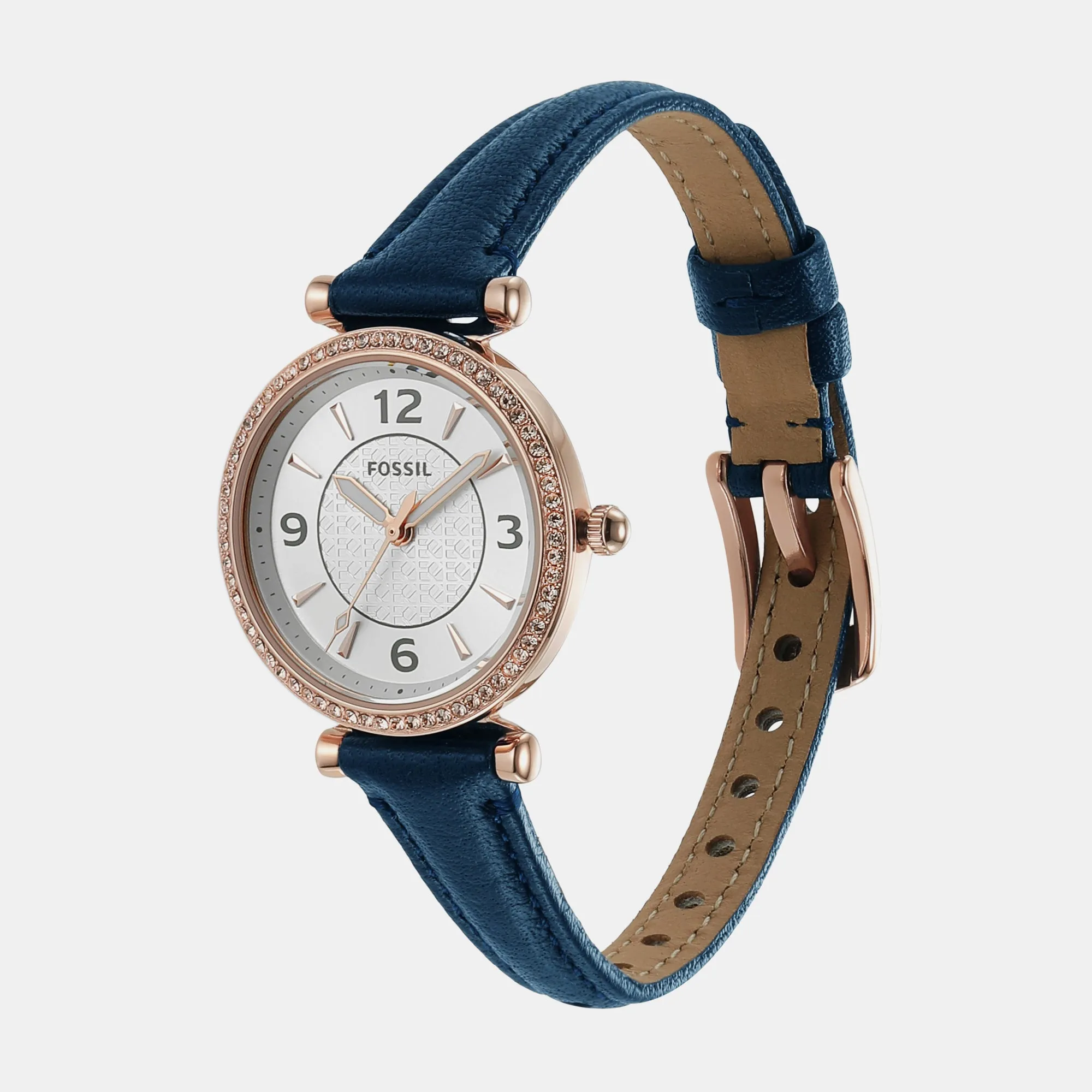Women Carlie Three-Hand Navy Leather Watch ES5295