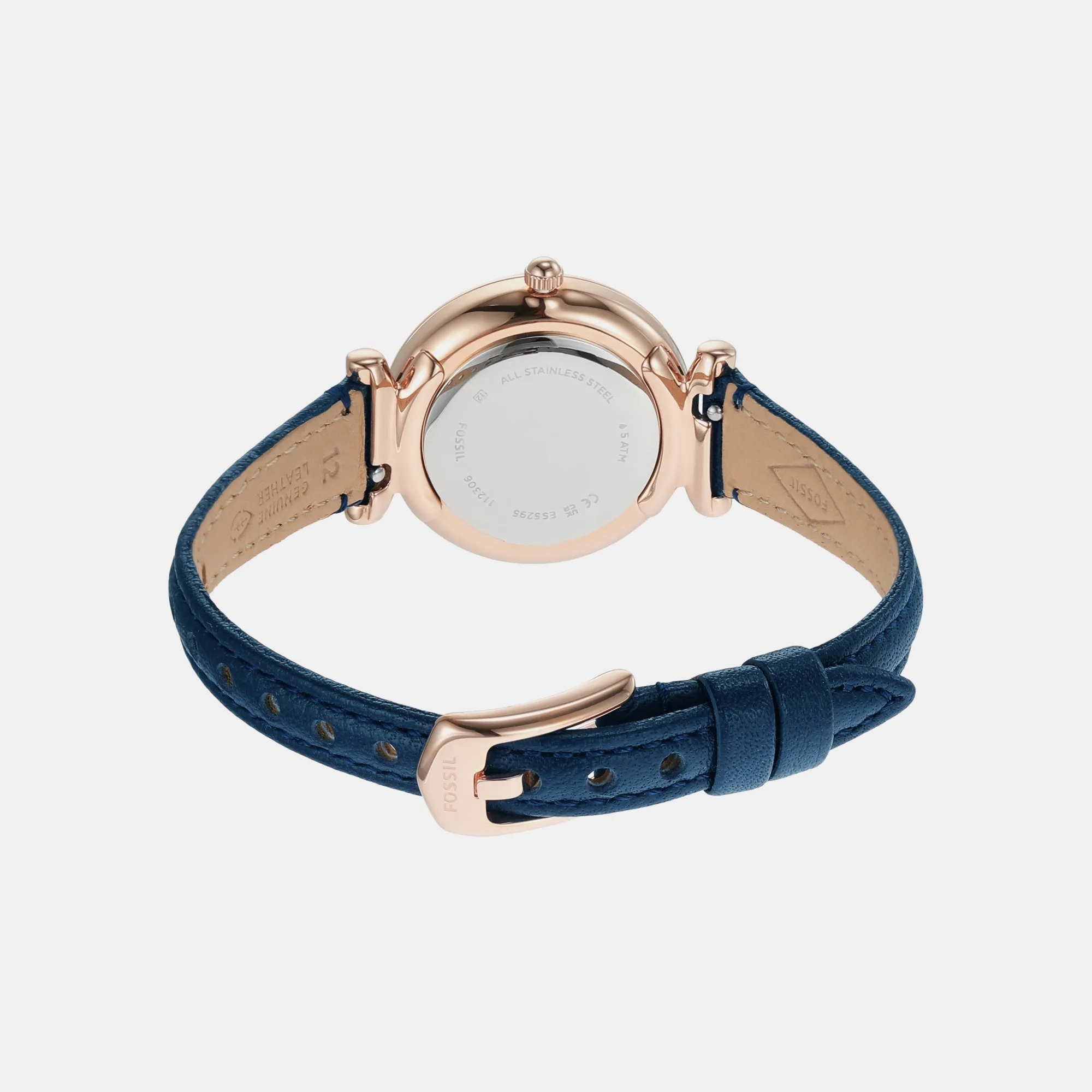 Women Carlie Three-Hand Navy Leather Watch ES5295