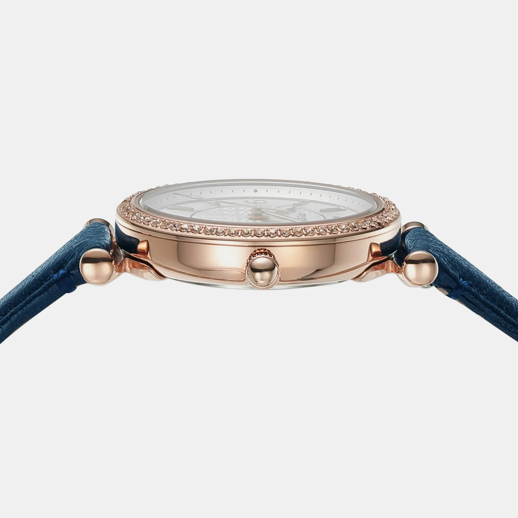 Women Carlie Three-Hand Navy Leather Watch ES5295