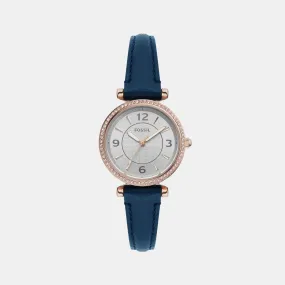 Women Carlie Three-Hand Navy Leather Watch ES5295