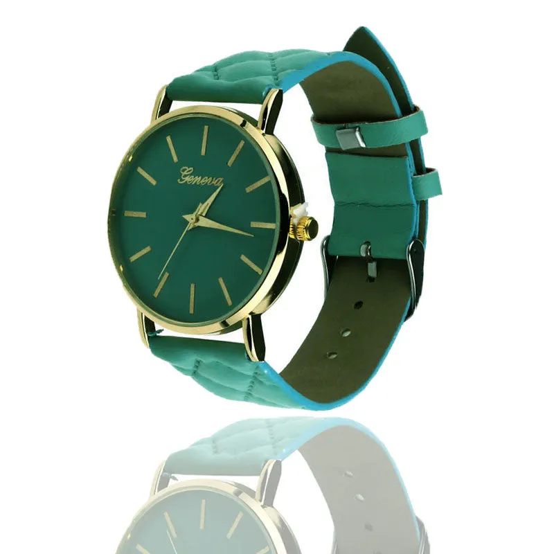 Women Unisex Casual Geneva Pu Leather Quartz Wrist Watch Casual bracelet Dress Watches Geneva rose flower Wristwatches